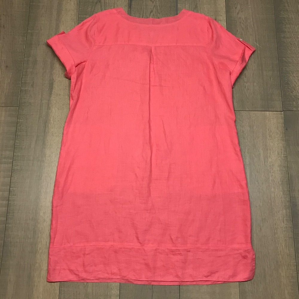 J. Jill Love Linen Shift Dress Womens Size XL Pink Short Sleeve V-Neck Summer - Picture 2 of 12